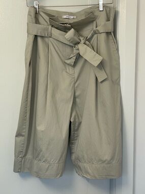 Mango Suit Collection Linen-Cotton High-Waist Paperbag Shorts with Tie Belt